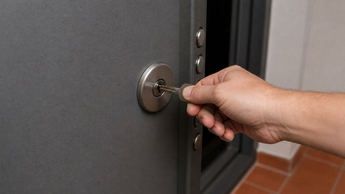 Cerrajero abriendo una puerta acorazada sin dañar la cerradura en Cunit