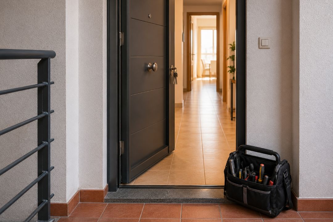 Cambio de cerradura en una puerta blindada de vivienda en Cunit