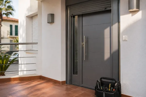 Puerta de seguridad de aluminio en una vivienda de Cunit
